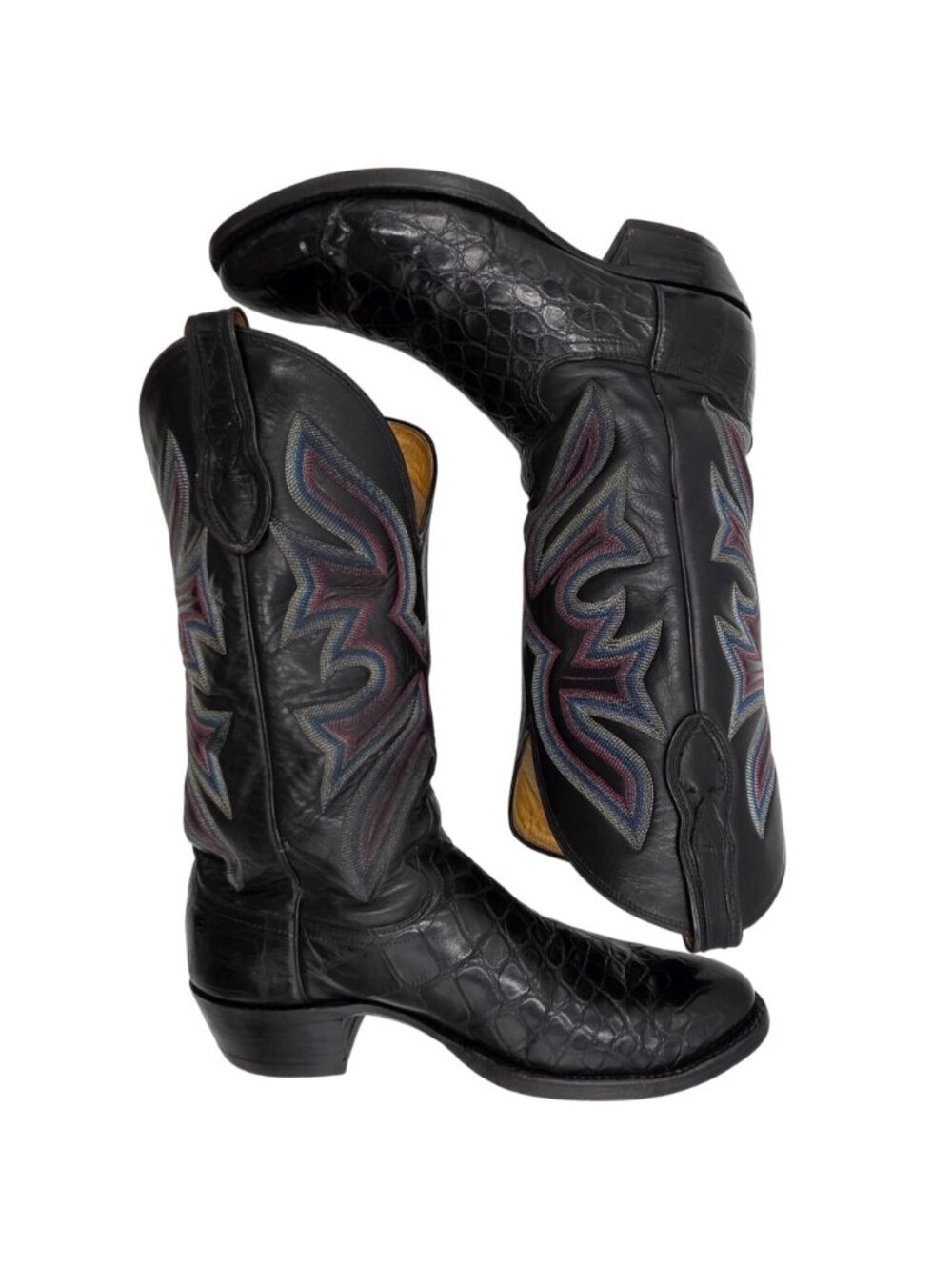 Vintage Justin Exotic Black Alligator Belly Cowboy Western Boots Mens size 9.5D - Picture 8 of 16